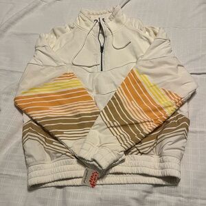 FP Movement by Free People Cream and Orange Sunshine Collar Quarter Zip